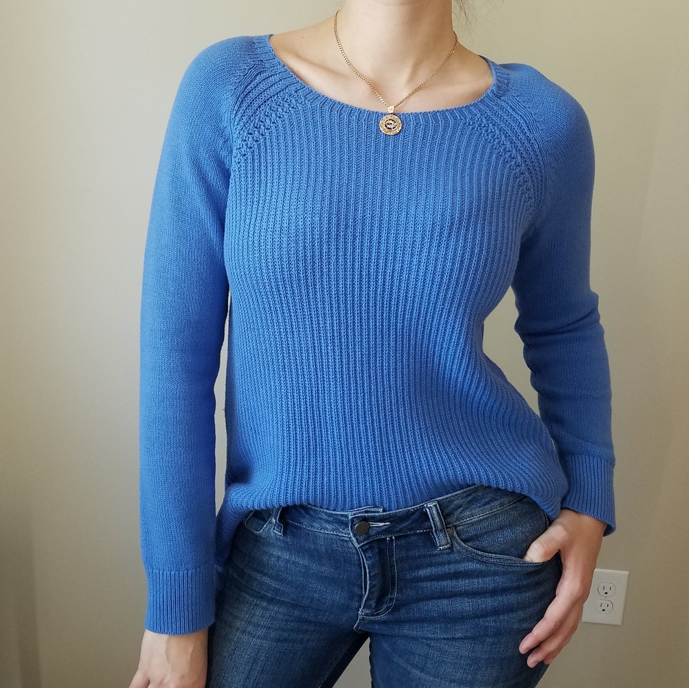 Sky Blue Knit Sweater Relaxed Fit